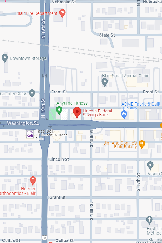 google maps screenshot showing the Blair location