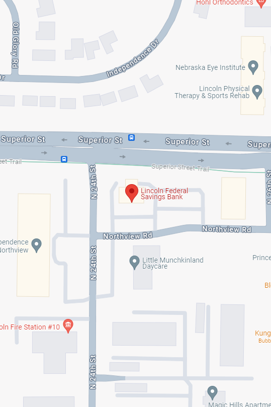 google maps screenshot showing the Superior St. location